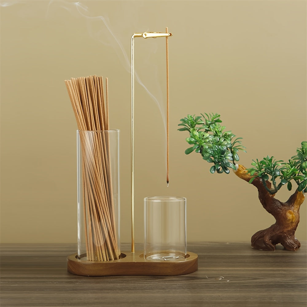 2-in-1 Elegant Glass Incense and Candle Holder