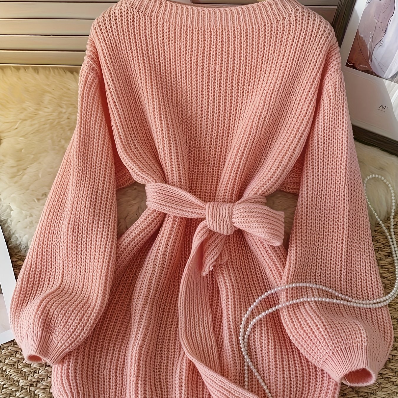 Chic Elegant Knitwear Mustard Yellow Loose Fit Sweater