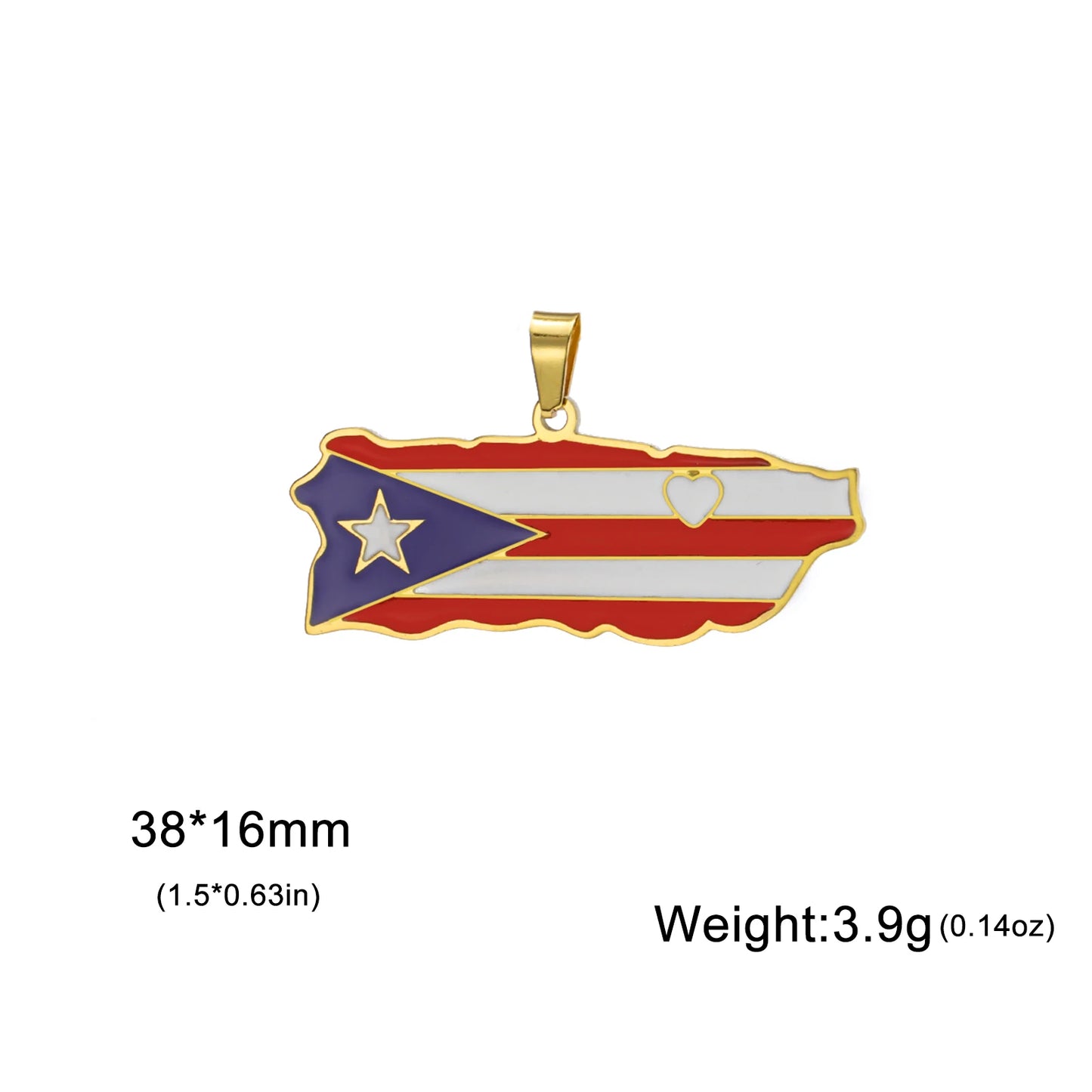 Puerto Rico Map Flag Pendant