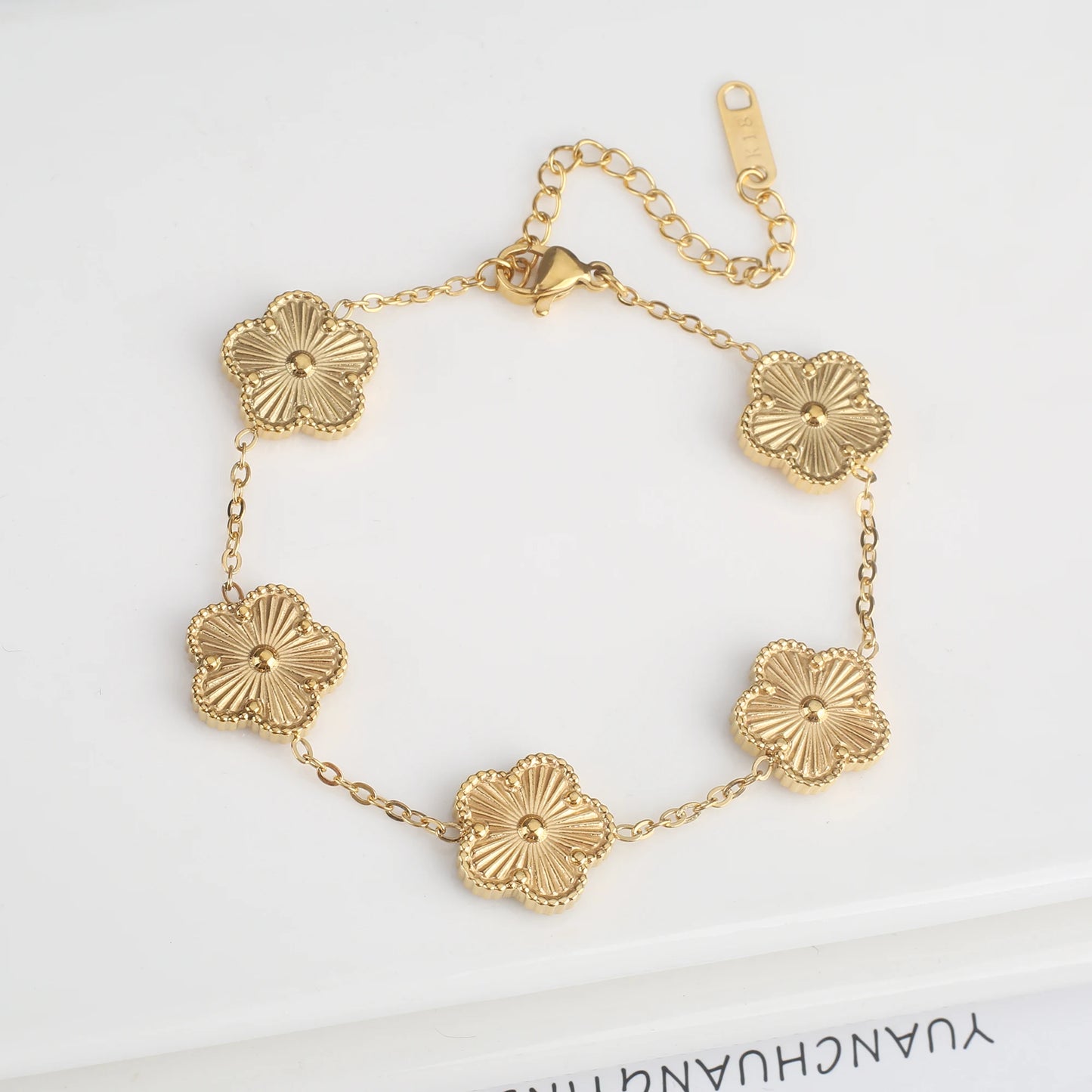 EJ Luxury Stainless Steel Flower Chain Bracelet