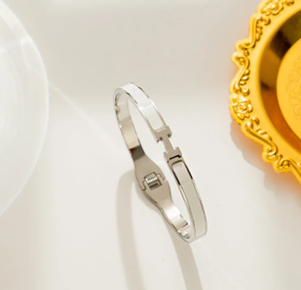 EJ Round Titanium Steel 18k Gold Plated Bangles