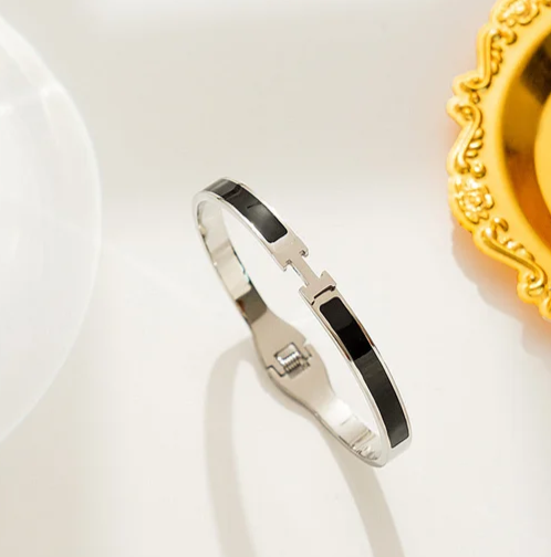 EJ Round Titanium Steel 18k Gold Plated Bangles