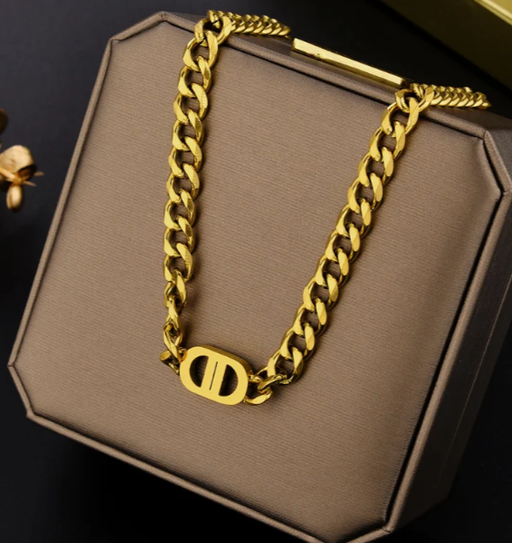 EJ Luxury Geometric Titanium Steel 18k Gold Plated Necklace