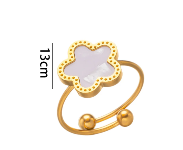EJ Minimalist Flower Titanium Steel 18k Gold Plated Rings