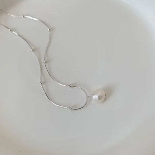 EJ Imitation Pearl Copper Silver Plated Casual Solid Color Necklace