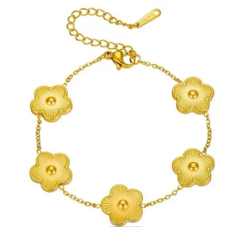 EJ Snowflake Flower Titanium Steel 18k Gold Plated Necklaces / Bracelet