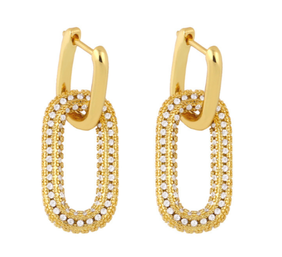 EJ Convertible Circle Stainless Steel Pvd 18k Gold Drop Earrings