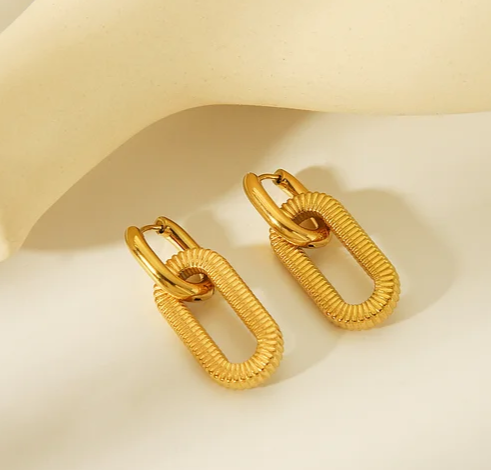 EJ Convertible Circle Stainless Steel Pvd 18k Gold Drop Earrings
