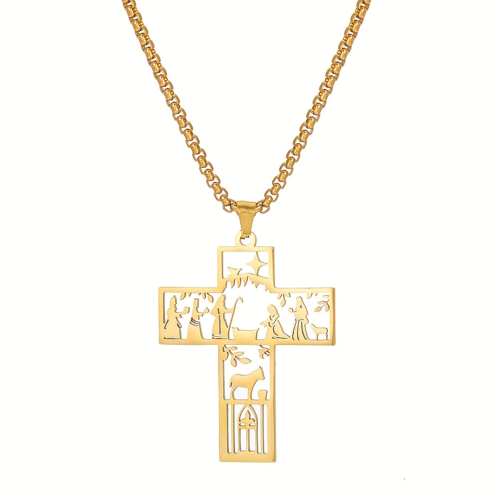 Prayer Faith Hollow Cross Element Pendant Necklace