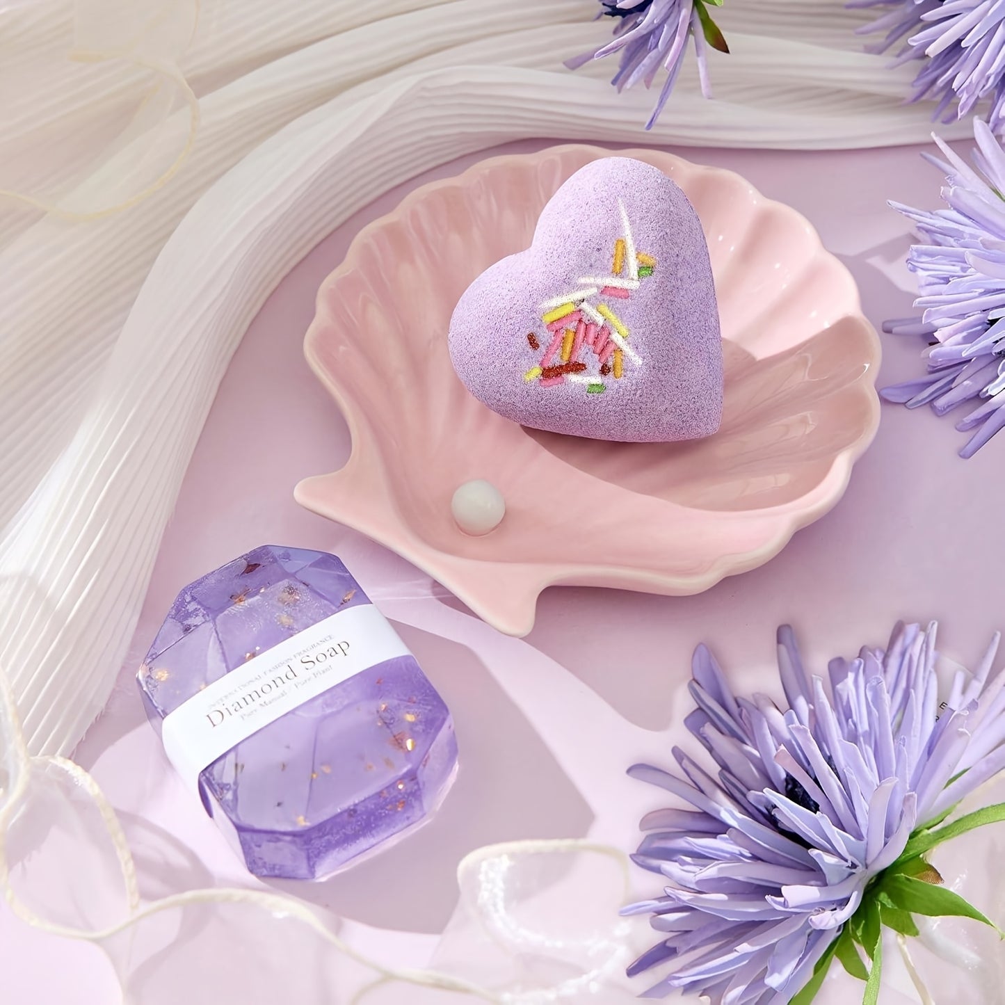 Bath Care Gift Box Set - Including Cup, Bath Bombs, Bath Salts, Candle