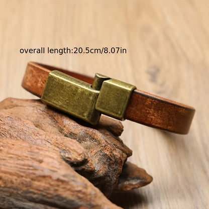 Stylish Glossy Leather Men's Vintage-Inspired Bracelet | Adjustable