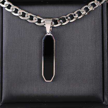 Cuban Chain Necklace | Black Geometric Pendant
