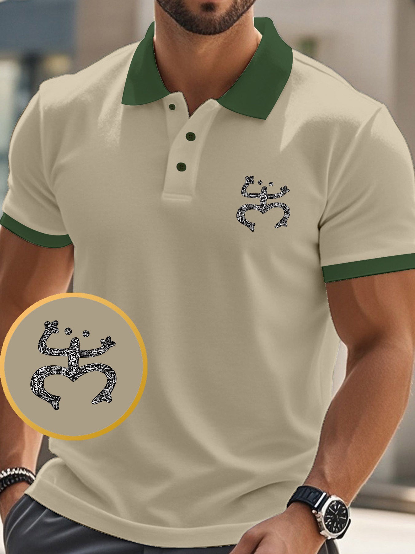 Men'S Polo Shirt with Puerto Rico Graphic