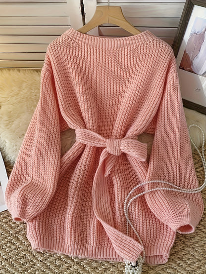 Chic Elegant Knitwear  Mustard Yellow Loose Fit Sweater