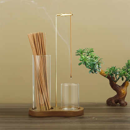 2-in-1 Elegant Glass Incense and Candle Holder