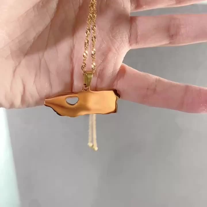Heart-Shaped Map Pendant Necklace  from Puerto Rico