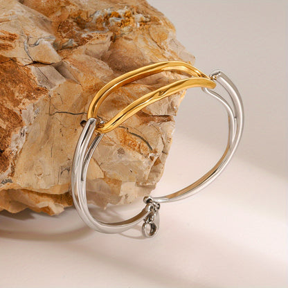 Color Block Minimalist Stainless Steel Geometric Bracelet