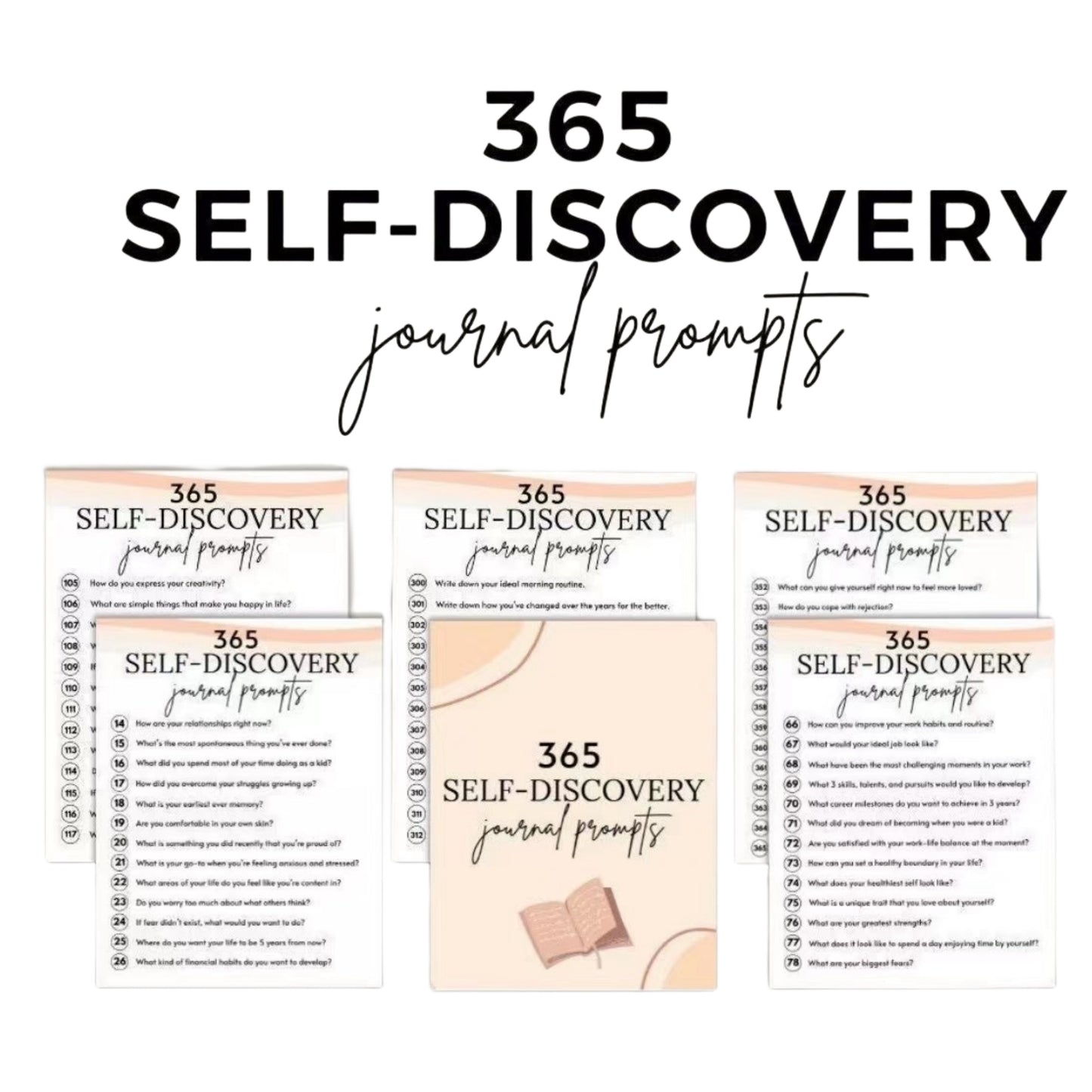 365 Self-Discovery Journal Prompts for Personal Improvement and Development, English/Spanish Language, 8.3*5.5 inch Size, Includes 365 Questions