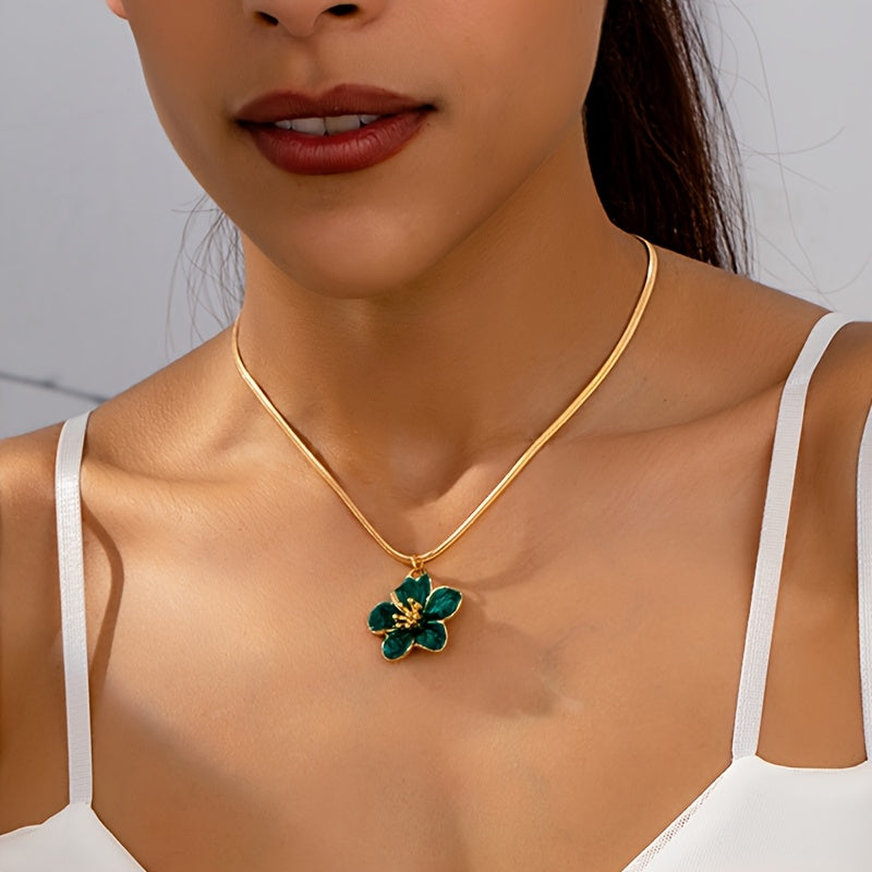 Elegant And Versatile Enamel Flower Pendant Necklace