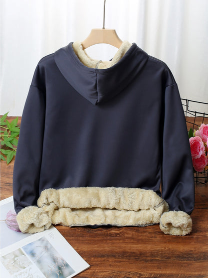 Thick Fleece-Lined Hooded Sweatshirt