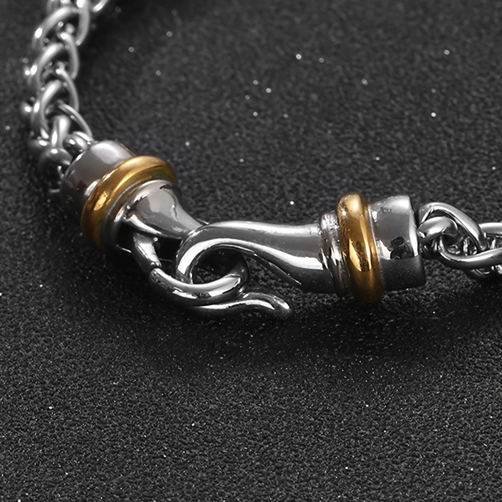 Bracelet  with Golden Accents, Intricate Twist Design Polished Metal Chain for Casual & Formal Wear