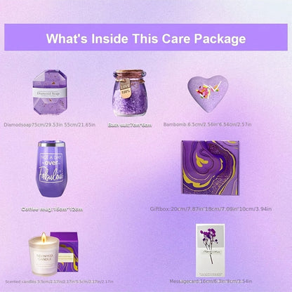 Bath Care Gift Box Set - Including Cup, Bath Bombs, Bath Salts, Candle