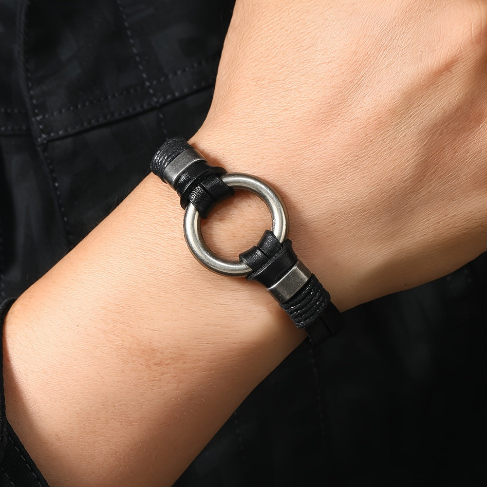 Trendy bracelet  multi-layer Leather