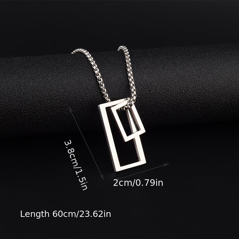 EJ  Necklace with  geometric rectangle pendant