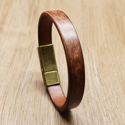 Stylish Glossy Leather Men's Vintage-Inspired Bracelet | Adjustable