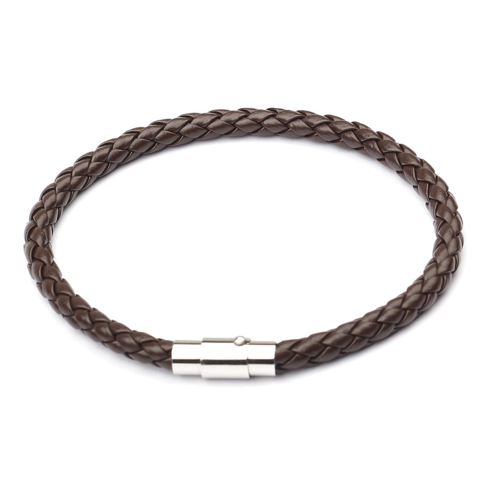 EJ Geometric Bracelet Stainless Steel Plated Faux Leather Men's Bracelet Leather Cord Bracelets