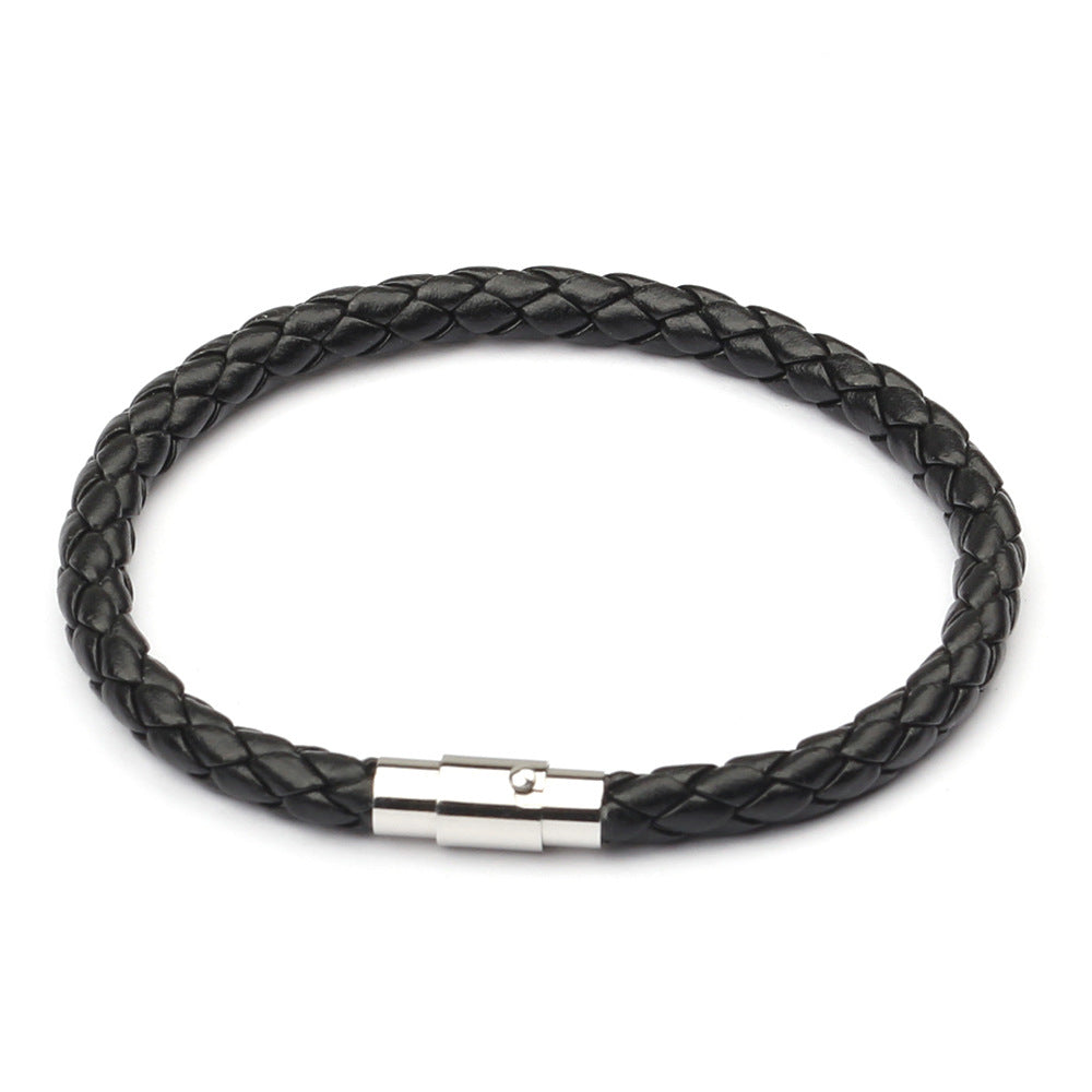 EJ Geometric Bracelet Stainless Steel Plated Faux Leather Men's Bracelet Leather Cord Bracelets
