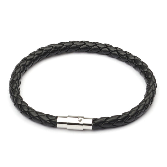 EJ Geometric Bracelet Stainless Steel Plated Faux Leather Men's Bracelet Leather Cord Bracelets