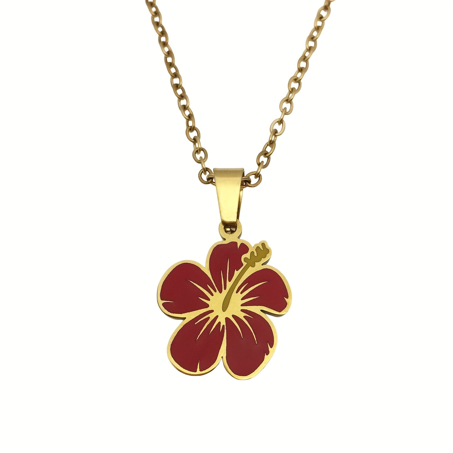 Stainless Steel MAGA Flower Pendant Chain Necklace