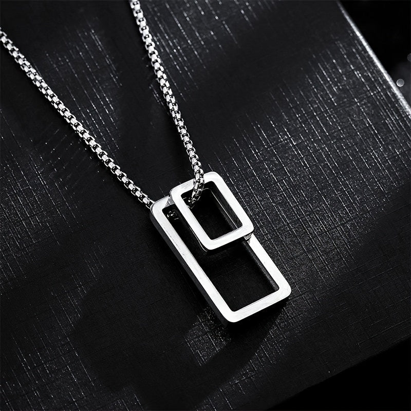 EJ  Necklace with  geometric rectangle pendant