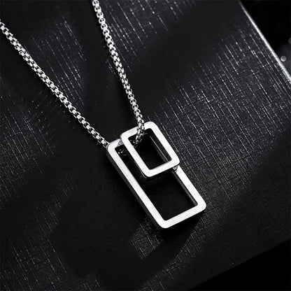 EJ  Necklace with  geometric rectangle pendant