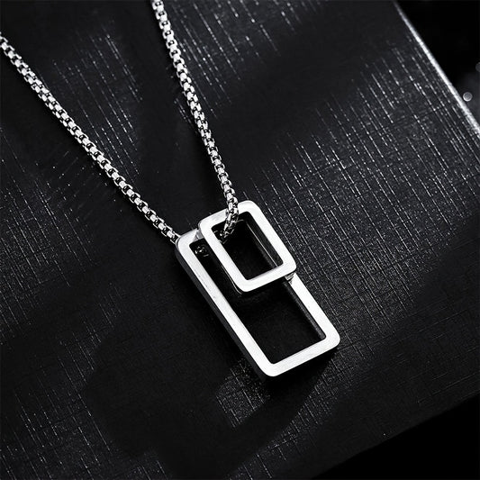 EJ  Necklace with  geometric rectangle pendant