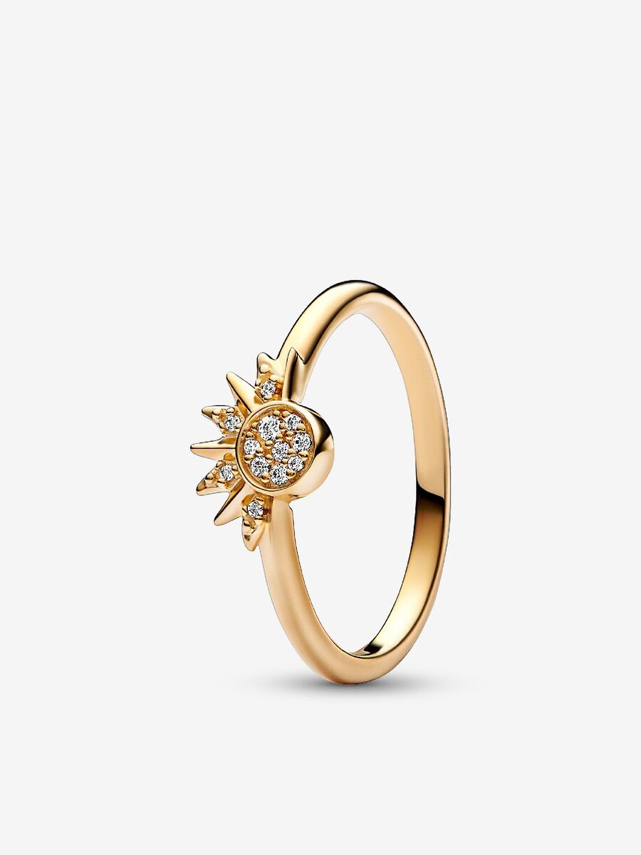 S925 Gold Plated  Sun and Moon Ring Set