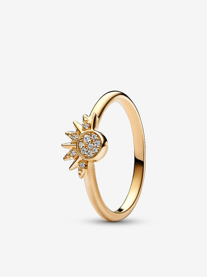 S925 Gold Plated  Sun and Moon Ring Set