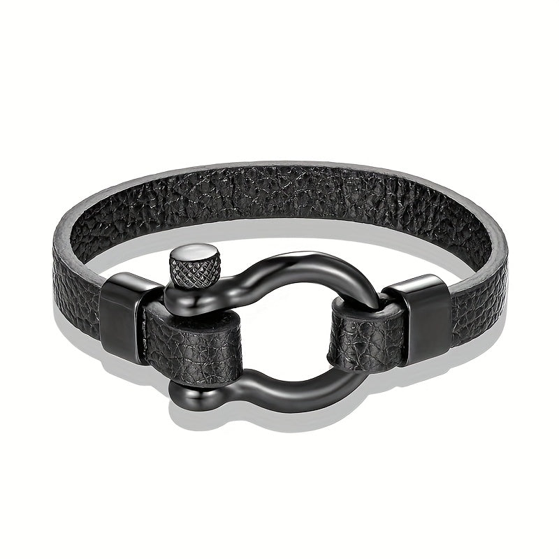 Metallic Buckle Synthetic Faux Leather Bracelet