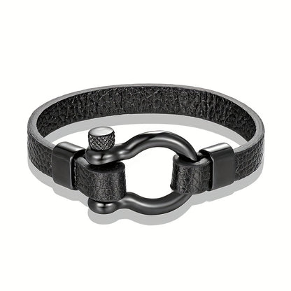Metallic Buckle Synthetic Faux Leather Bracelet