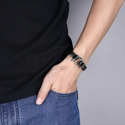 Metallic Buckle Synthetic Faux Leather Bracelet