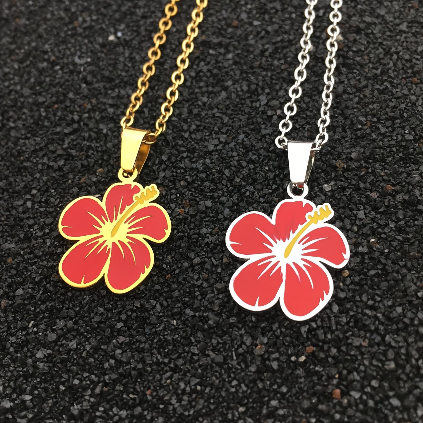 Stainless Steel MAGA Flower Pendant Chain Necklace
