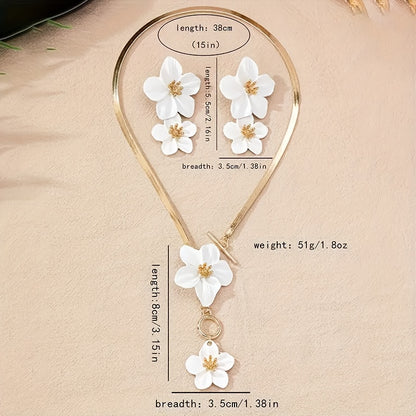 Fashionable and Elegant Flower Pendant Necklace and Earrings Set
