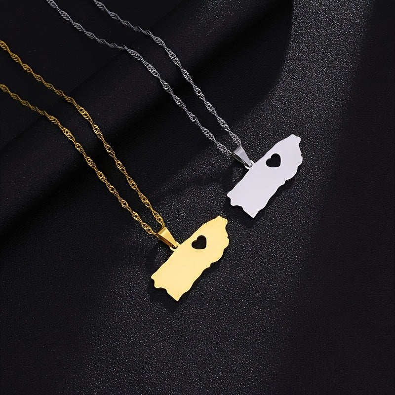 Heart-Shaped Map Pendant Necklace  from Puerto Rico