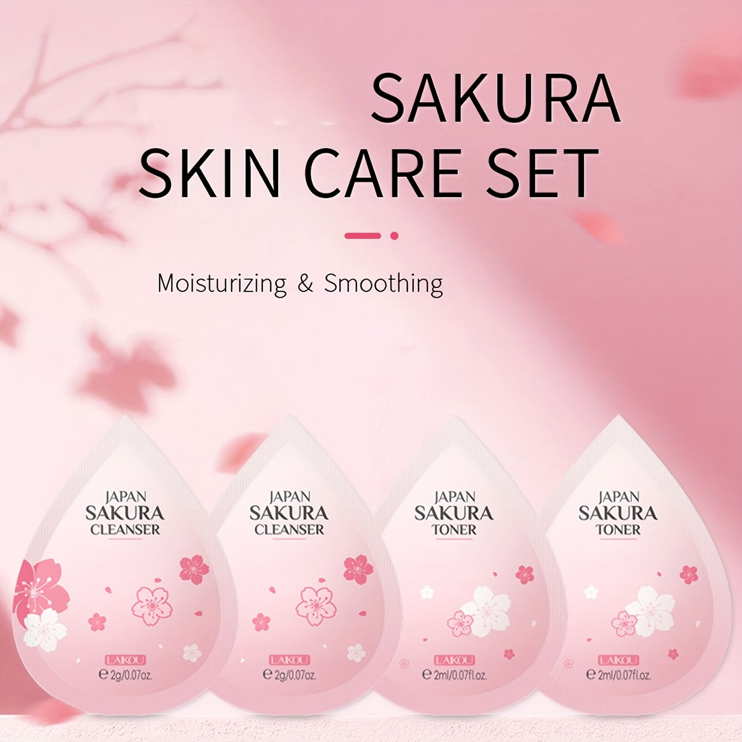 60-in-1 Sakura Skincare Set - All-in-One Facial Care Kit with Cleanser, Toner, Serum, Eye Cream, Face Cream, Masks