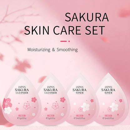 60-in-1 Sakura Skincare Set - All-in-One Facial Care Kit with Cleanser, Toner, Serum, Eye Cream, Face Cream, Masks