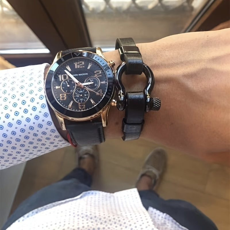 Metallic Buckle Synthetic Faux Leather Bracelet