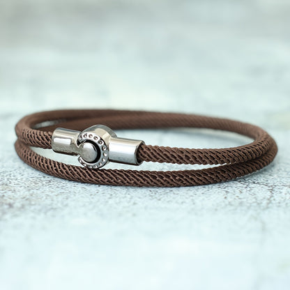 EJ Nautical Rope Bracelet with Black Magnetic Clasp - Double Layer Cord