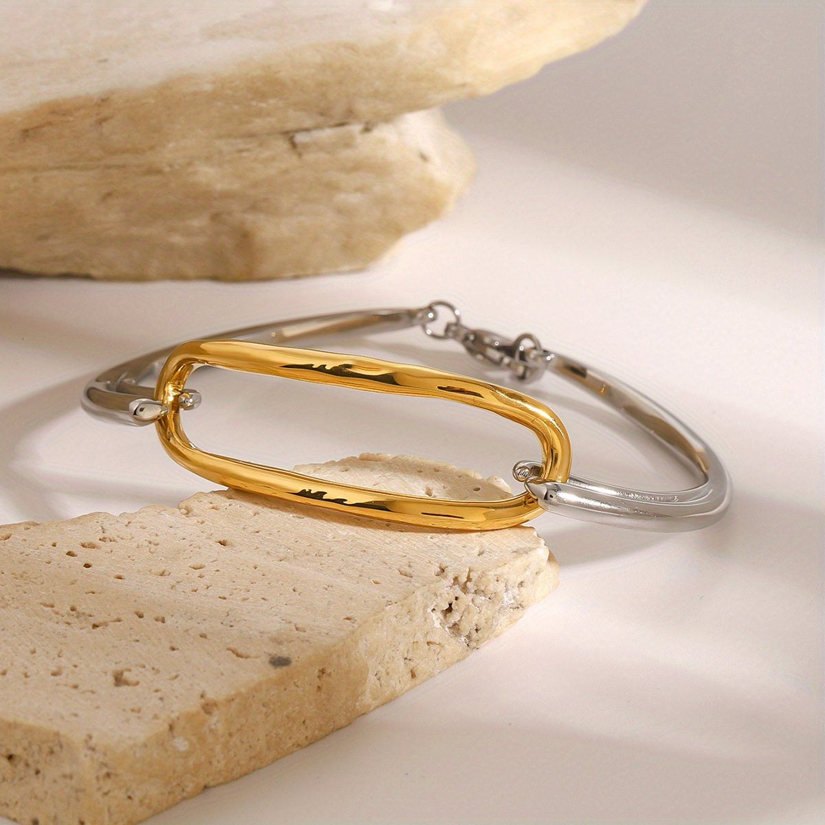 Color Block Minimalist Stainless Steel Geometric Bracelet