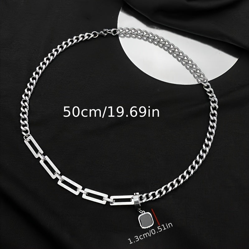 Minimalist Necklace Featuring a Black Square Cuban Chain